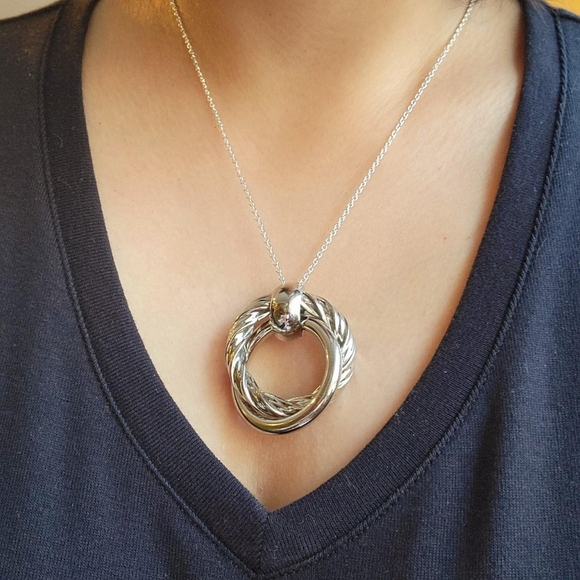 Vintage Silver Hoop Necklace - Picture 5 of 8